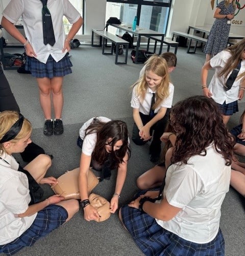 Dartmouth Careers Day learning First Aid.